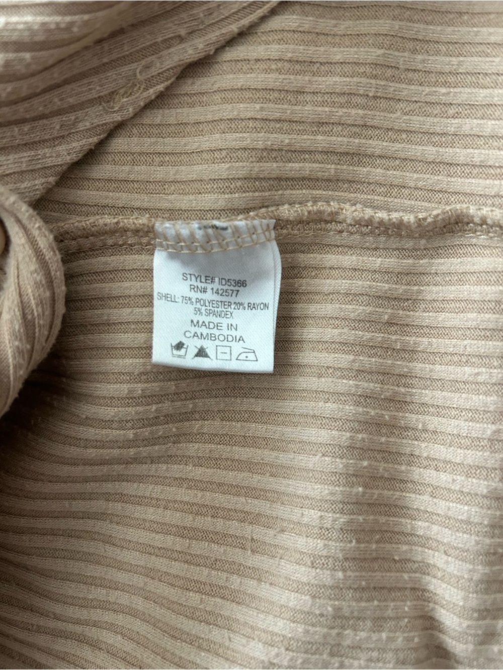 iris Beige Ribbed Button-Front Midi Dress - Picture 5 of 6